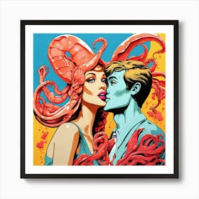 Octopus Kiss 1 Art Print