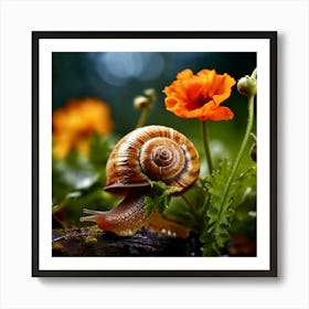 Nature Tree Plant Flower Snail Macro Garden Flora Branch Animal Summer Leaf Spring Gras Art Print