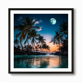 Full Moon Over The Ocean 5 Art Print