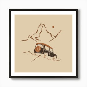 Mountains Calling - Beige Art Print