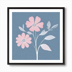 A White And Pink Flower In Minimalist Style Square Composition 459 Art Print