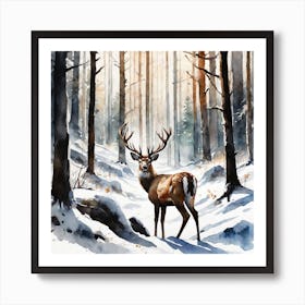 Deer In The Woods 71 Art Print