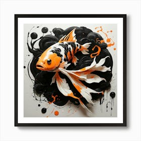 Default One K Fish In Calligraphy Style Splash Effects Ink Blo 1 Art Print