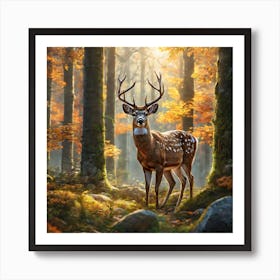Deer In The Woods 58 Art Print