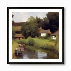 Boat On The River Backwater Art Print