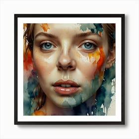 Watercolor Portrait Of A Woman 10 Art Print