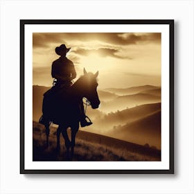 Cowboy On Horseback Art Print