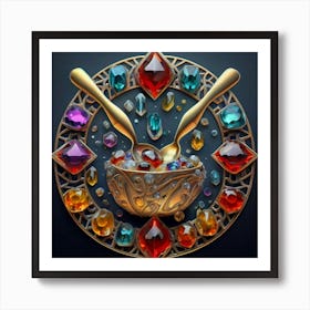 Logo made of gemstones extracted with a tablespoon. 7 Art Print