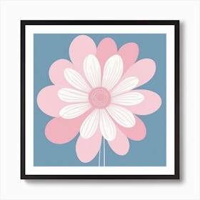 A White And Pink Flower In Minimalist Style Square Composition 425 Art Print