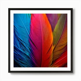 Firefly Multicolored, Feather, Bird, Blue, Yellow, Red, Purple, Pink, Green, Vibrant, Colorful, Intr (3) Art Print