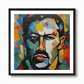 Vibrant Abstract Portrait of a Man Captured in Bold Colorful Brushstrokes Art Print