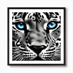 Snow Leopard With Blue Eyes Art Print