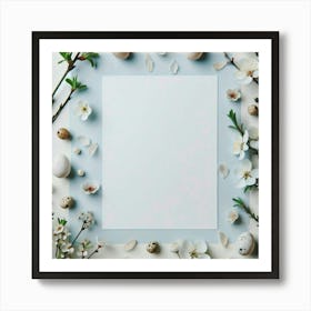 Frame With Flowers And Eggs Póster