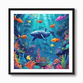 Dolphins In The Ocean 1 Art Print