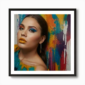 Beautiful Woman With Colorful Makeup Art Print