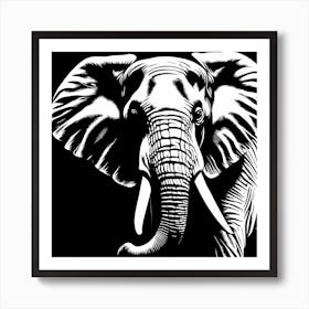 Elephant In Black And White, 1342 Art Print