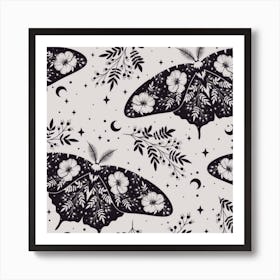 Black And White Moths Art Print