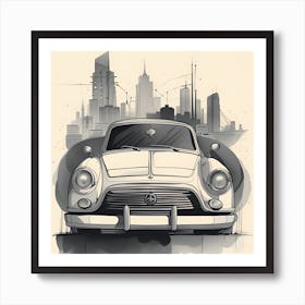 Classic Car In The City Poster