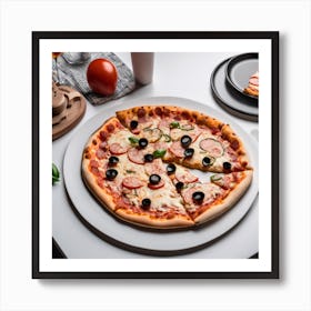 Pizza On A Table Art Print