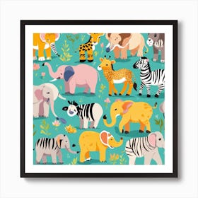 Zoo Animals Nursery Animal Art Print2 Art Print