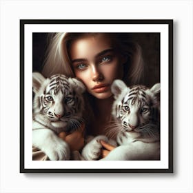 White Tiger Cubs 6 Art Print