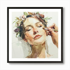 Watercolor Bride Getting Ready 1718372375 2 Art Print