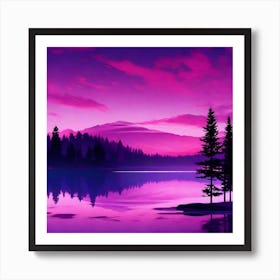Purple Sky Over Lake 1 Art Print