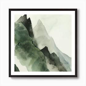 Japanese Watercolour Of Mount Daisen 3 Art Print