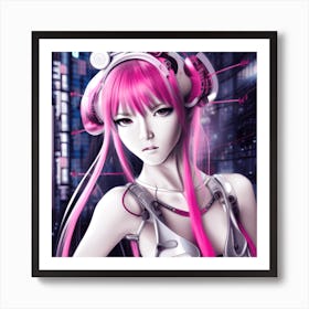 Pink Haired Girl Art Print