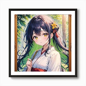 Girl In Kimono Art Print