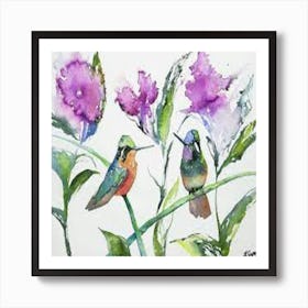 Two birds on tree branches Art Print