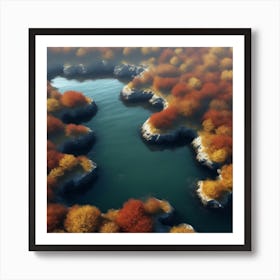 Autumn Trees In A Lake Art Print