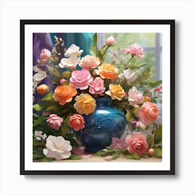 Roses In A Vase Art Print