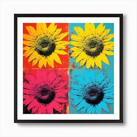 Andy Warhol Style Pop Art Flowers Sunflower 3 Square Art Print