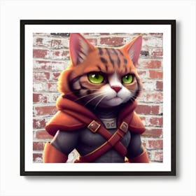 Cat In Armor Art Print