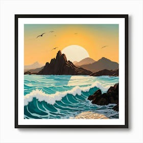 Sunset At The Beach 3 Art Print