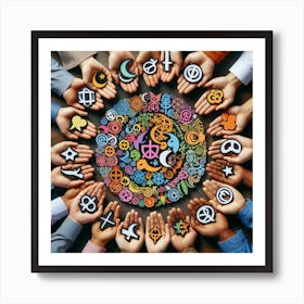 Religious Symbols In A Circle 1 Art Print