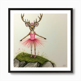 Deer In Pink Tutu Art Print