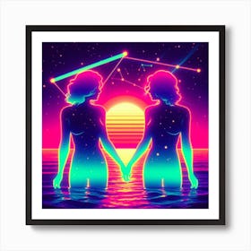 Gemini Holding Hands Art Print