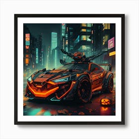 Pumpkin Car (Cyberpunk37) Art Print