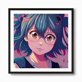 Anime Girl With Glasses 1 Art Print