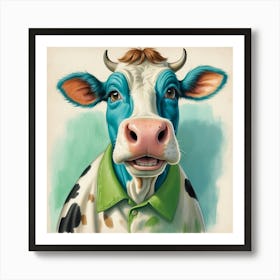 Cow In A Green Shirt 1 Art Print