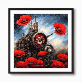 Steampunk Poppies Art Print