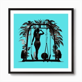 Silhouette Of A Woman At The Gym Art Print