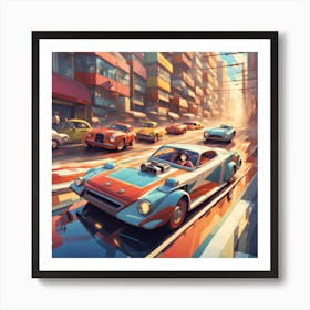 Cars In The City 2 Art Print