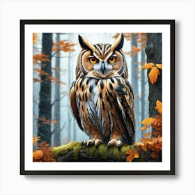 Owl In The Forest 183 Art Print