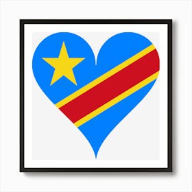Heart Love Coat Of Arms Star Flag Congo Central Africa Heart Shaped Art Print