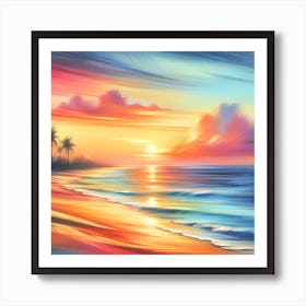 Sunset Beach Painting 1 Art Print