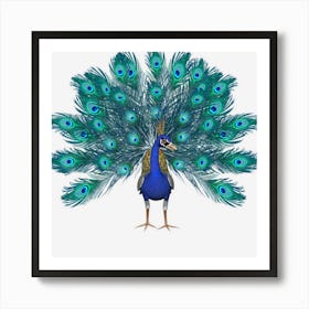 Blue Peacock Print Teal Feathers Clothes Art Print