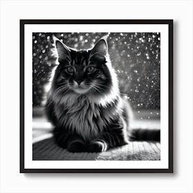 Black And White Cat 32 Art Print